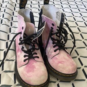 Dr. Martens Pink Tie-Dye Combat Boots Kids